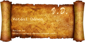 Vetési Dénes névjegykártya